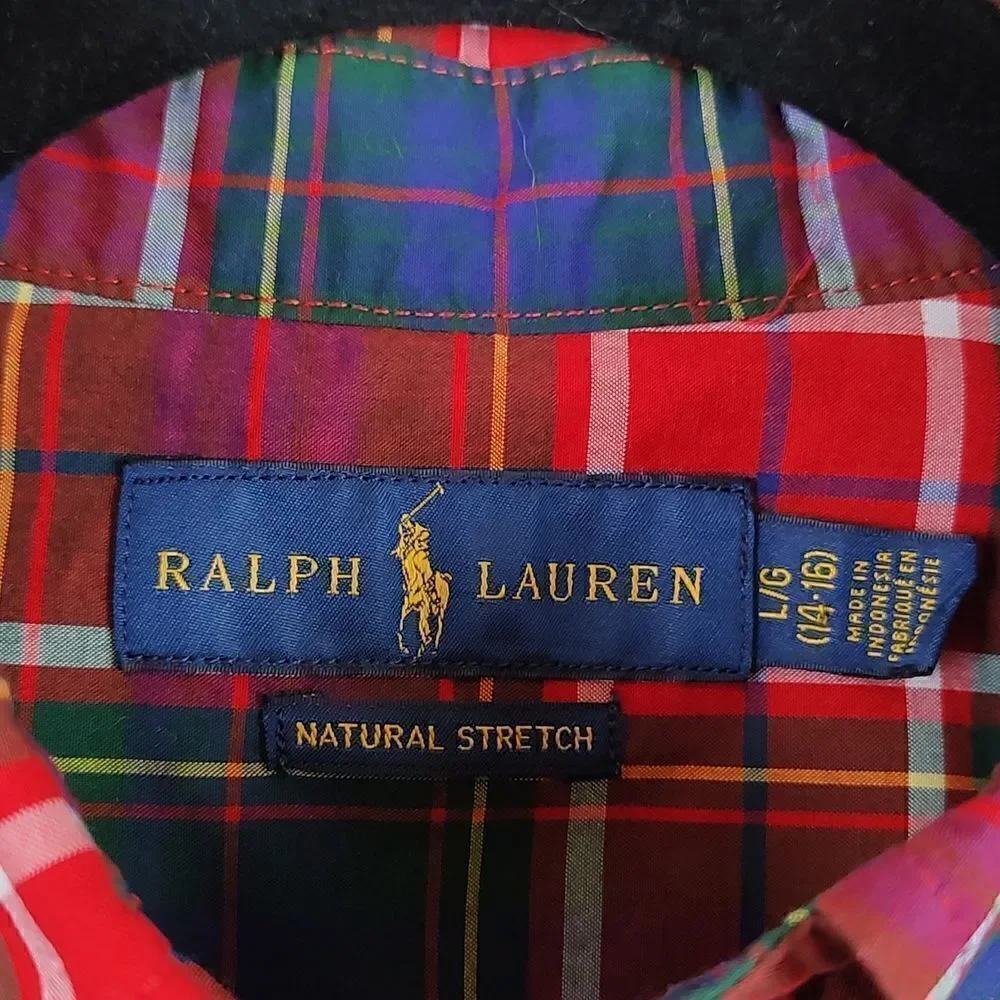 Ralph Lauren Natural Stretch Long Sleeve Plaid Button Down Shirt